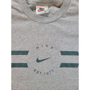 Vintage 90s Nike T Shirt Mens Medium Gray Est 1971 Swoosh Logo Short Sleeve Tee